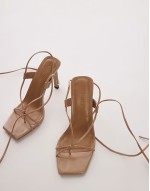 Gomez high heeled sandals with ankle tie in taupe
