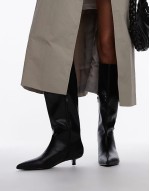Stevie mid heel pointed toe knee high boots in black