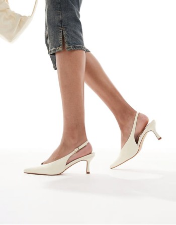Tristen slingback kitten heeled shoes in butter yellow