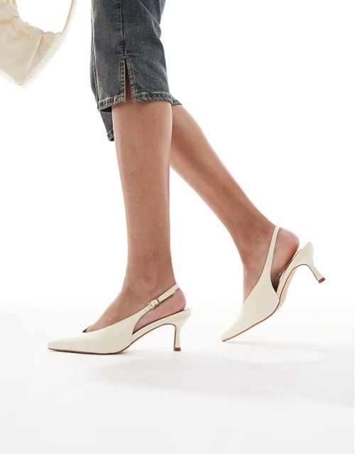 Tristen slingback kitten heeled shoes in butter yellow