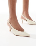 Tristen slingback kitten heeled shoes in butter yellow