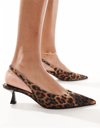 Stroll slingback kitten heeled shoes in leopard