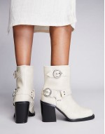 Freak heeled ankle biker boot in cream