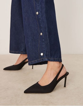 Wide Fit Spicy slingback stiletto mid shoes in black