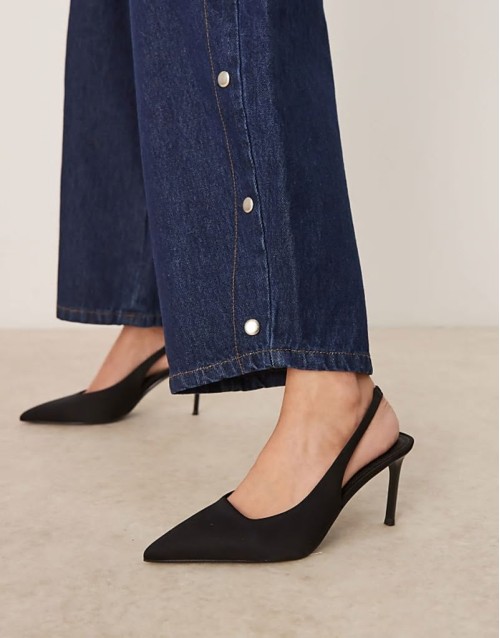 Wide Fit Spicy slingback stiletto mid shoes in black
