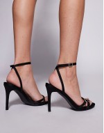 Jenna mid heeled sandals in black with embellished buckles