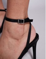 Jenna mid heeled sandals in black with embellished buckles