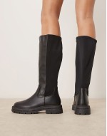 chunky knee boot in black