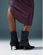 Rosalie kitten heel mid boots in black