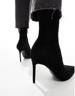 Evie high-heeled sock boots in black