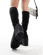 knee high chunky boots in black