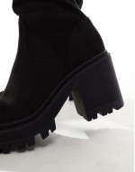 knee high chunky boots in black
