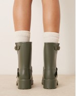 biker wellies in khaki