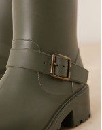 biker wellies in khaki