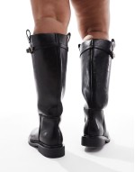 Curve Callie smart flat riding knee boots in black
