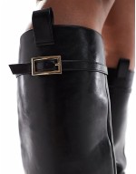 Curve Callie smart flat riding knee boots in black