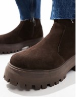 Wide Fit Antigua suede chelsea sock boots in brown