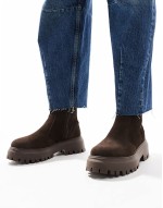Wide Fit Antigua suede chelsea sock boots in brown