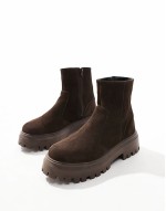 Wide Fit Antigua suede chelsea sock boots in brown