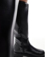 Curve Carter chunky flat knee boots in black
