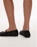 sequin ballerina pumps in black