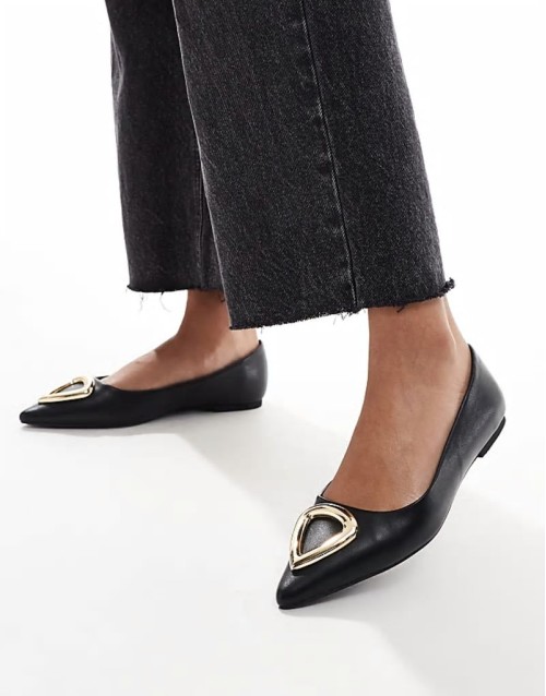 Lennox trim ballet in black