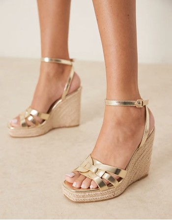 espadilles wedge heeled sandals in gold