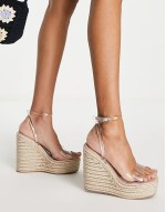 Wide Fit Tasha espadrille wedges in clear