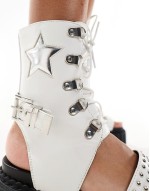 Haunting Lace up Sandal with Star in White