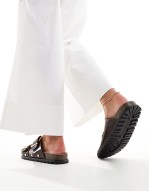 two strap sandal with stud detail in brown