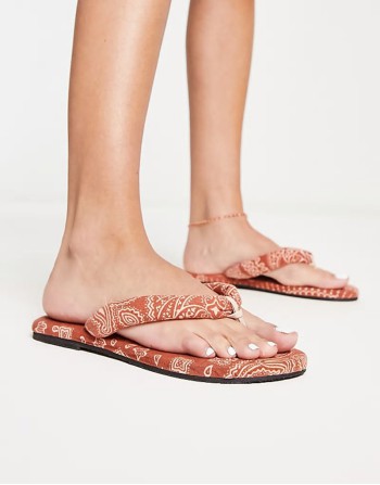 es vedra printed fabric sandal in terracotta