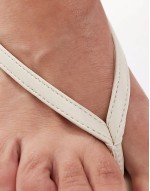 strap detail thong heeled sandals in cream