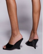 Tansi high heeled wedge mules in black