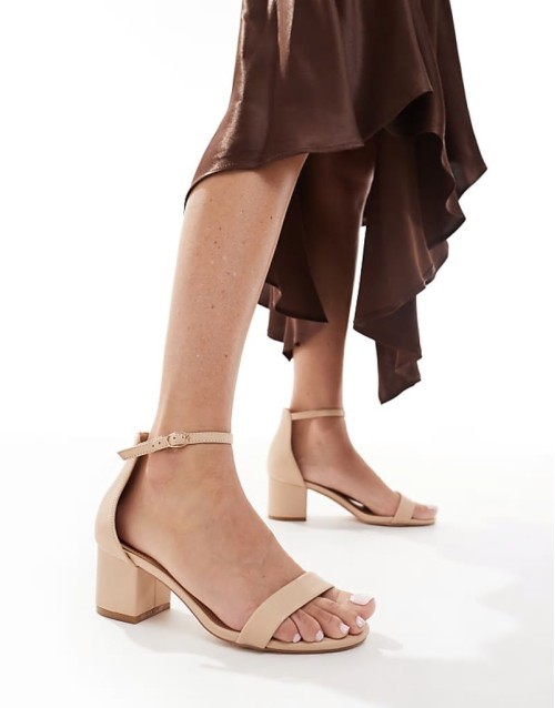 block heeled sandals in beige