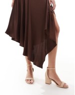block heeled sandals in beige