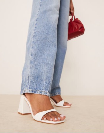 Niya mid block heeled sandals in white