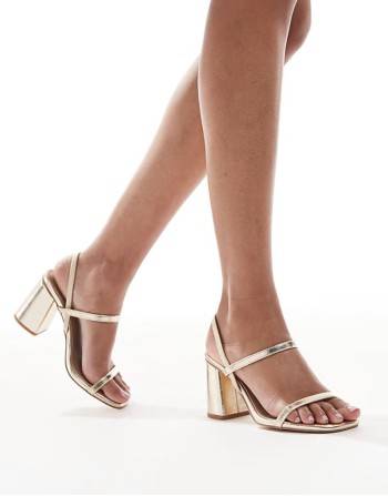 block heeled sandal in gold