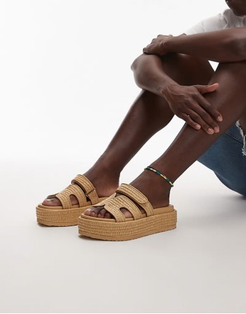 Big Discount Big Missile chunky flatform sandals in raffia natural