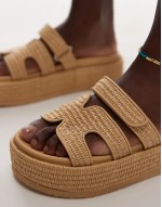 Big Discount Big Missile chunky flatform sandals in raffia natural